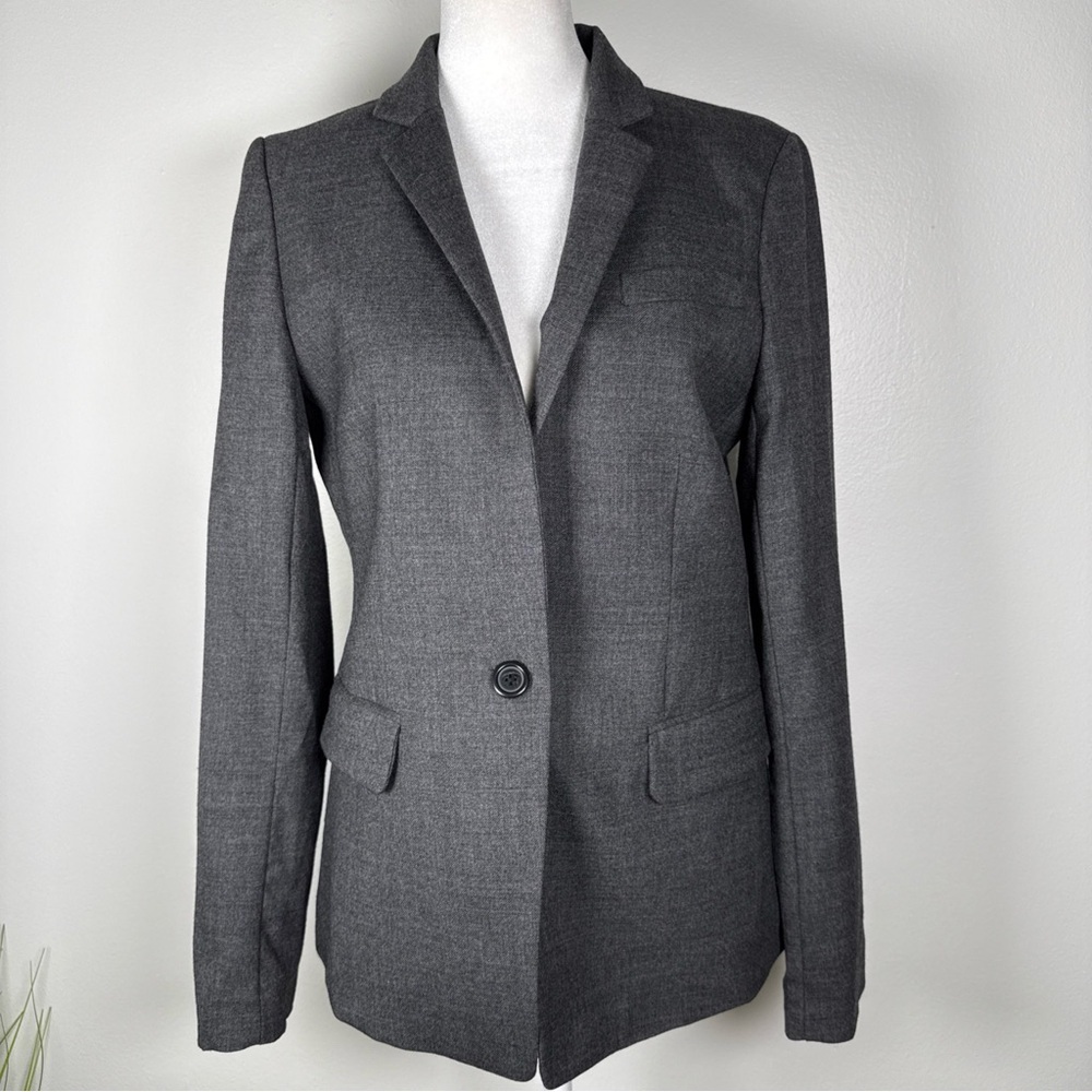 J.Crew Regent Wool Blend Blazer Women’s Size 6 Button Closure Dk Gray Career